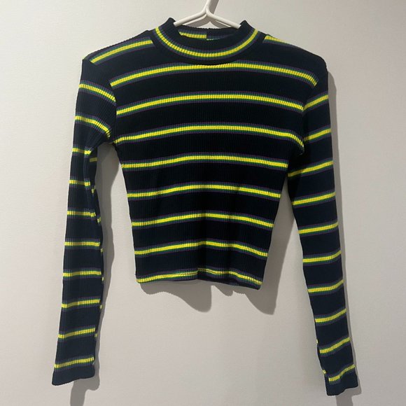 Colorful Turtle Neck Stripe Long Sleeve - Picture 1 of 1